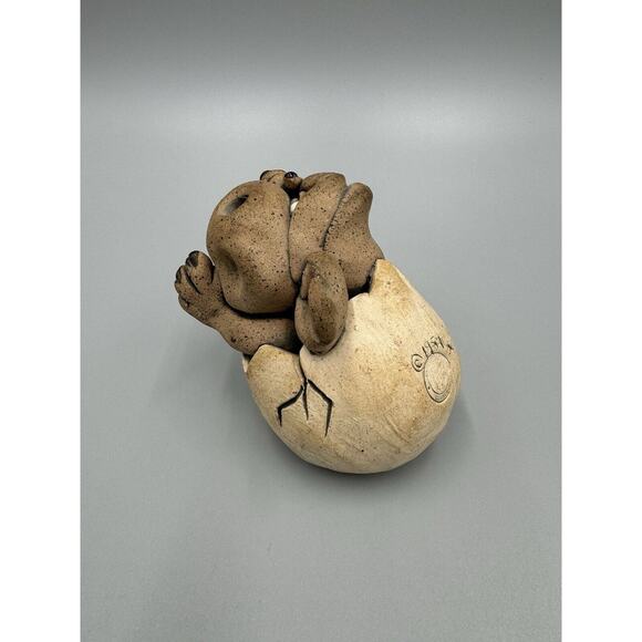 Vintage 1980’s Unique Baby Dinosaur Hatching Out Of Egg Sculpture Statue READ - Picture 2 of 8